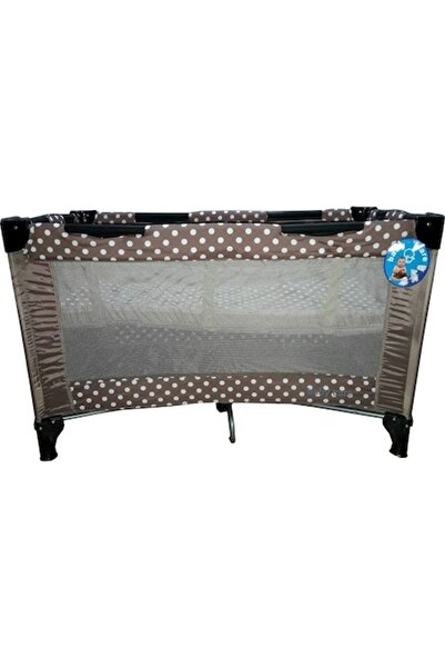 Baby Care PRO Foldable Crib and Playpen with Mosquito Net and Carry Bag, Brown with Dots
