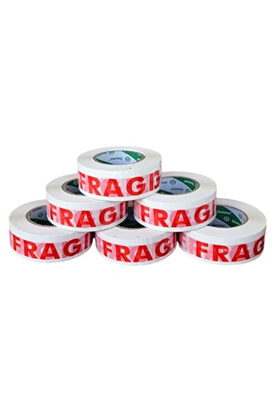 HouseXL Σετ 6 benzi adezive FRAGILE 50mmx200m, Alb cu Rosu