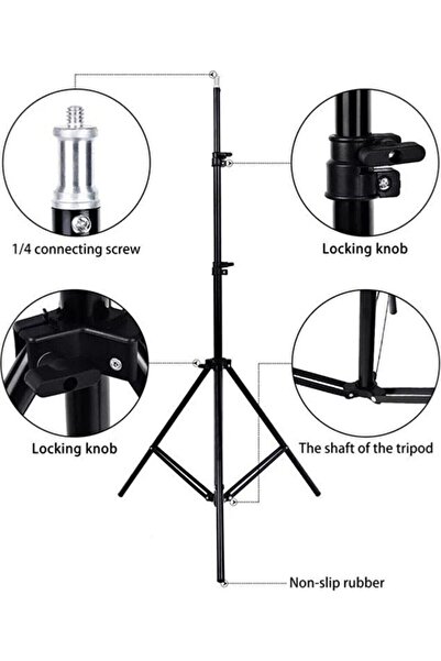 AteşTech 3 Ayaklı Tripod Işık Ayağı | Ring Light, Kamera ve Telefon Uyumlu 2.1 Metre Ayarlanabil