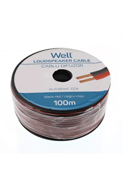 OEM Κόκκινο/μαύρο καλώδιο ηχείων 2x0.35mm CCA Well LSP-CCA0.35BR-100-WL