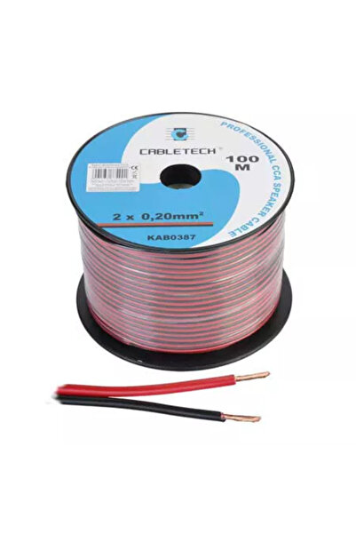 OEM Καλώδιο ηχείων CCA 2x0.20mm κόκκινο/μαύρο 1μ ανά ρολό Cabletech KAB0387