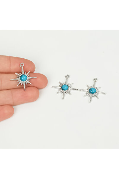 yfhobi 1 Adet - 25 mm Kutup Yıldızı Desen Metal Uç, Takı İçin Charm Uç, Rodyu...