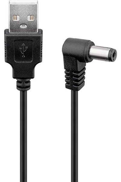 OEM Cablu USB - DC 5.5 x 2.1 mm 90 grade 1.5m negru Goobay 55159