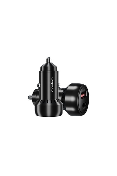 OEM Încărcător auto Choetech TC0014 1x USB tip C 1x USB A PD 60W TC0014-BK