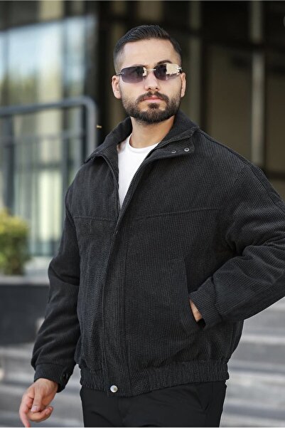 PRİFALDİ Oversize Kadife Erkek Ceket Siyah