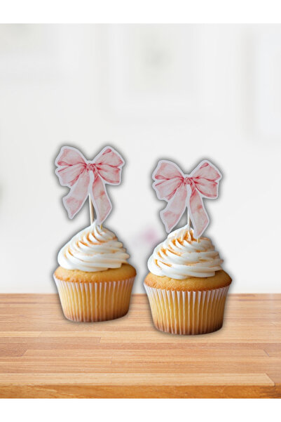 Dijital Nostal Pasta Cupcake Kurdeleli Süs Mavi-Pembe Renk Seçenekli 10 Adet