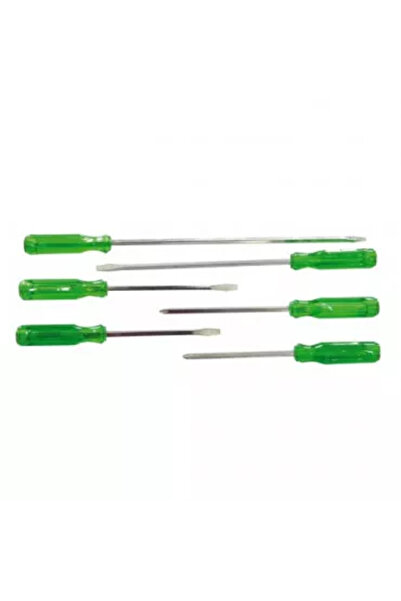 MEGA Square Shank Screwdriver Set - 6 Pieces Flat 3.5x75 5x100 5x150 6x200 mm Phillips PH1x75 PH2x100 mm