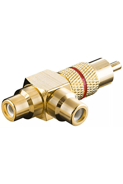 OEM Goobay RCA Y adaptor to 2x mum red ring gold version
