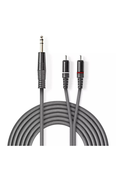 OEM Stereo audio cable JACK 6.35 mm male - 2x RCA male 1.5m gray NEDIS