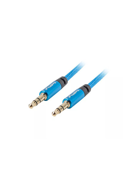 OEM Cablu audio Jack 3.5 mm tata-tata albastru panzat 1m Lanberg