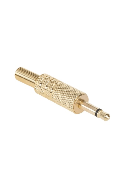 OEM Mufa Jack 3.5 mm mono tata metal aurit pe fir cu protector cablu