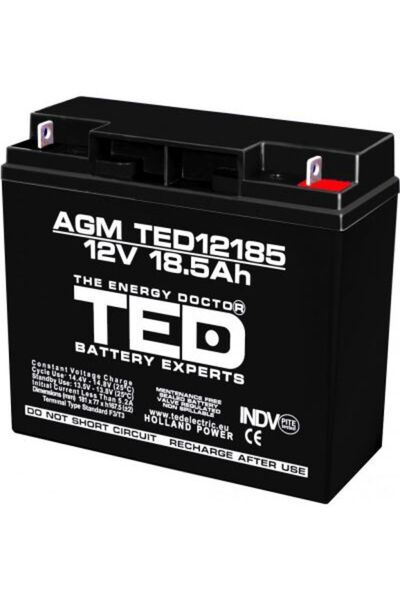 OEM Acumulator TED 12V 18.5Ah AGM cu placă de conectare tip T3, 181mm x 76mm ...