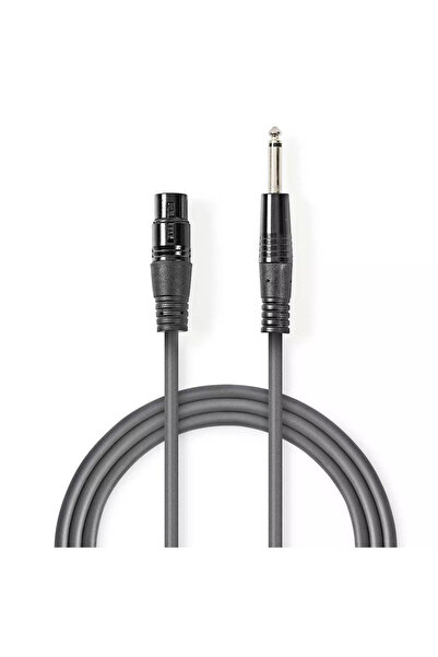 OEM Stereo cable XLR 3 pin female - JACK 6.35 mm male 10m gray NEDIS