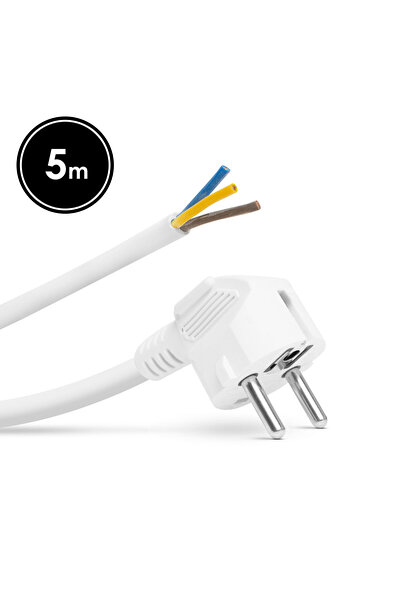 OEM Mountable network cable 5m 3x1.5mm2 white with plug/free wires delight