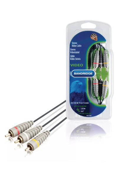 OEM Audio-video cable 3x RCA male - 3x RCA male 2m blue Bandridge