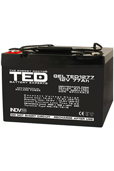 OEM Acumulator AGM VRLA 12V 77A GEL dimensiuni 260x167xh210mm M6 TED Battery ...