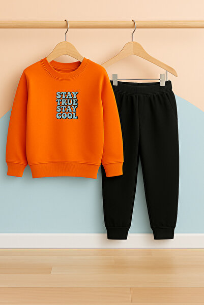 BookOrBook Παιδικό Σετ Αθλητικής Φόρμας | TRUE-COOL | 3-12 ετών | 100% βαμβάκι 3 κλωστές Σ επένδυση fleece Χοντρό ύφασμα | Χειμώνας