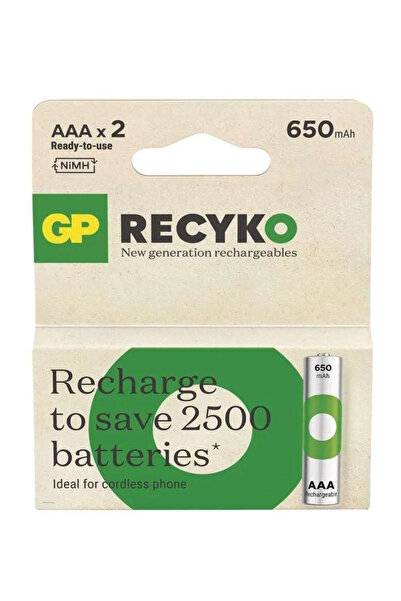 OEM R3 AAA NiMH 650mAh Batteries 2pcs GP ReCkyo GP65AAAHCER21-2TLB2