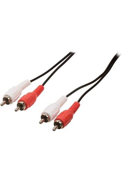OEM Cablu audio stereo RCA 2 x RCA tata - 2x RCA tata 2m negru VALUELINE