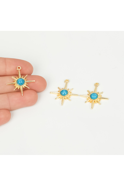 yfhobi 1 Adet - 25 mm Kutup Yıldızı Desen Metal Uç, Takı İçin Charm Uç, Altın...