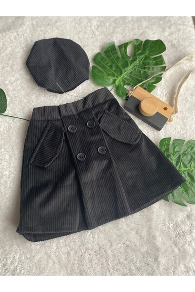 CANSU BUTİK Girl's Skirt Hat Set (Skirt Is Lined)
