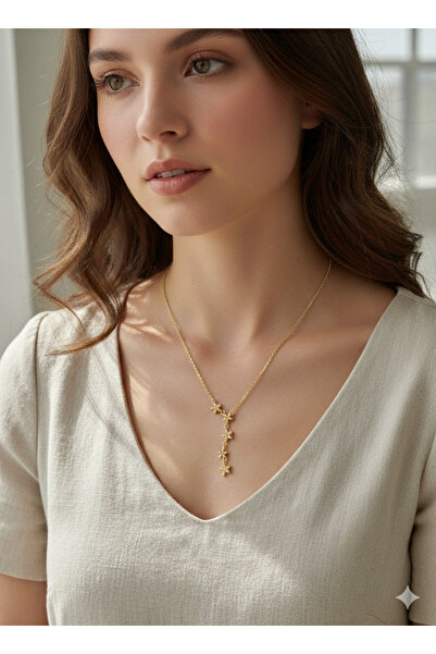 MEEB BİJUTERY Rolling Flower 316L Zircon Stone Steel Necklace Valentine's Day...