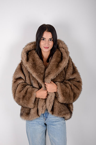 Marjinal Kadın İthal Kapişonlu Astarlı Cepli Kaban