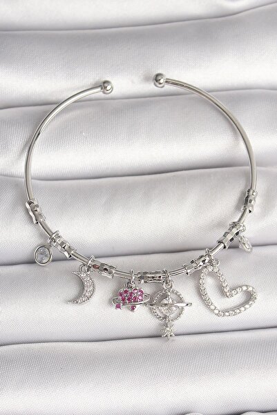 Inure Jewelry النحاس الفضة اللون استرخى الزركون حجر الكوكب الشكل القلب التفاص...