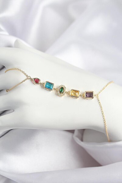 Inure Jewelry نموذج حجر الزركون الملون باللون الذهبي شاهميران