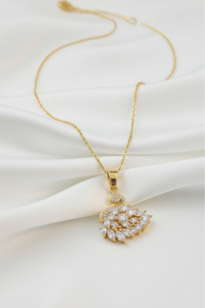 özgül takı ve tasarım Stainless Steel Zircon Stone Zircon Stone Swan Women's Necklace