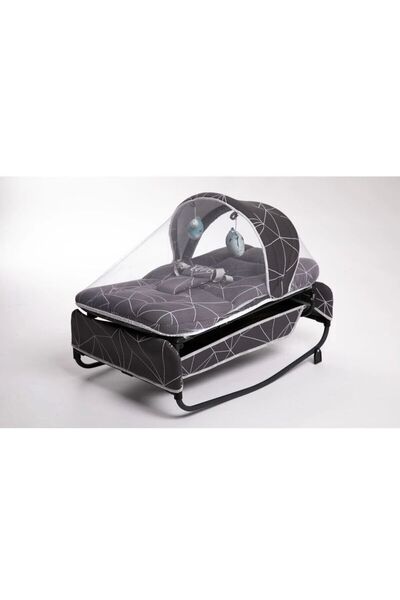 TURHAN BEBE Ana Kucağı Ana Dizi Hamak Beşik Tüllü Oyuncaklı Kademe Ayarlı Ann...