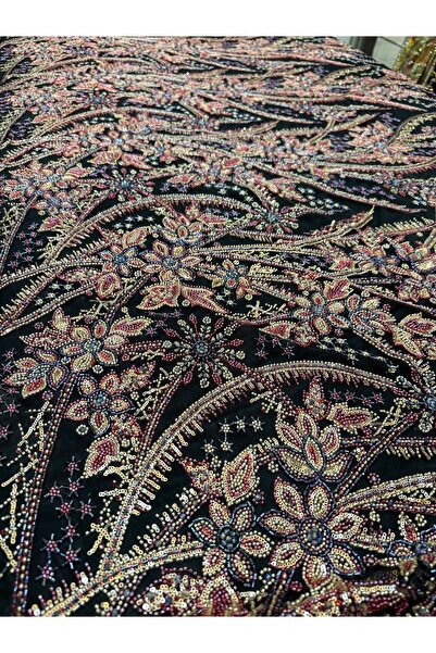 OsmanKumaşDantel Makina kasnak işi yoğun boncuk taş payet işlemeli dantel