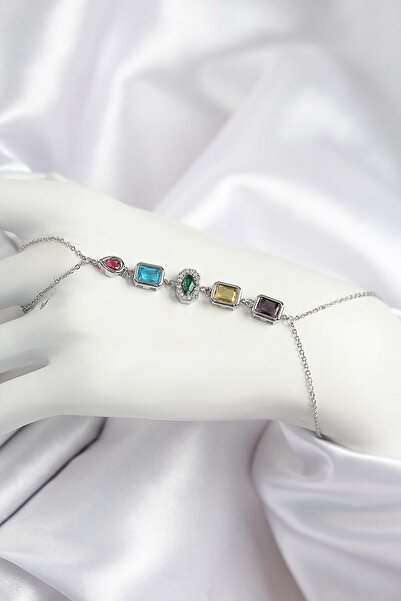 Inure Jewelry نموذج حجر الزركون الملون باللون الفضي من شيمران