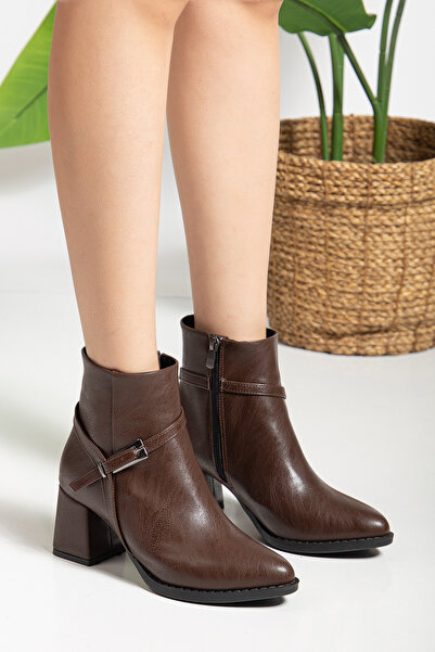 alolart Pointed Toe Women's Heel Boots with a Straightening Buckle That Attracts Attention A063