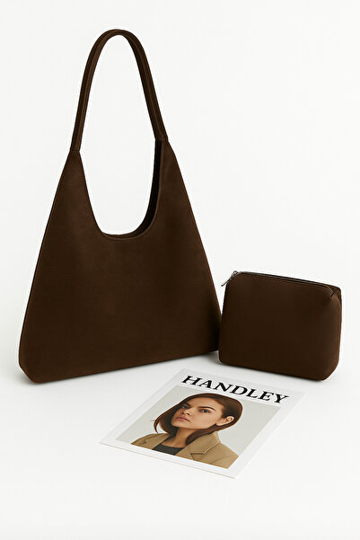 Handley Geantă de umăr de lux din piele intoarsa cu pui - Design elegant cu o...