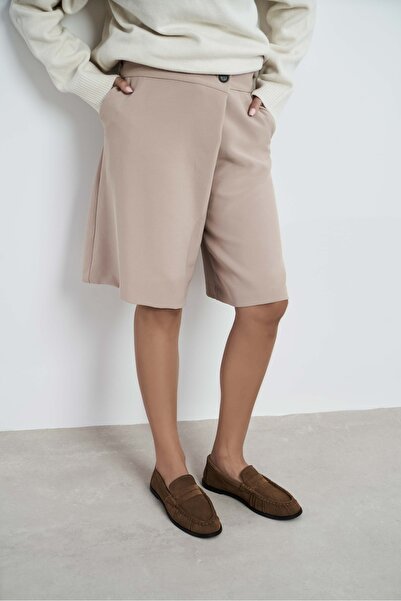 NİŞANTAŞI SHOES Elisha Taba Hakiki Süet Düz Taban Loafer Kadın Ayakkabı