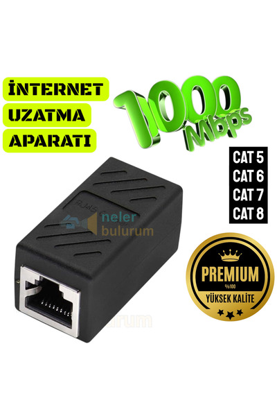 nelerbulurum 2 ADET Cat5 Cat6 Cat7 Cat8 Ethernet Internet Kablosu Uzatıcısı Rj45 Dişi İnternet Birleştirici