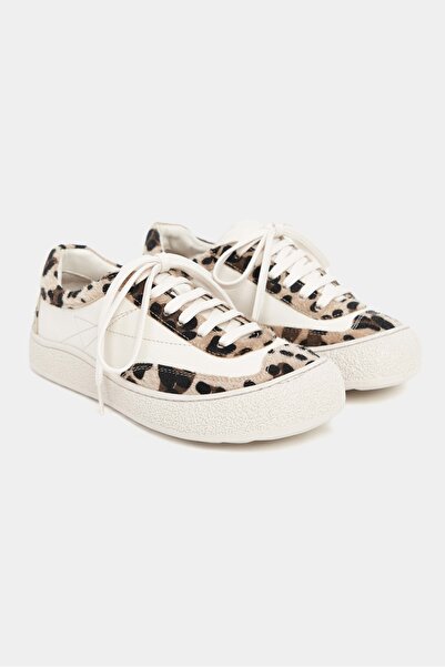 NİŞANTAŞI SHOES Galaxy Bej Mat Leo Hakiki Deri Süet Detay Bağcıklı Kadın Günlük Ayakkabı