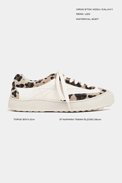 NİŞANTAŞI SHOES Galaxy Bej Mat Leo Hakiki Deri Süet Detay Bağcıklı Kadın Günlük Ayakkabı