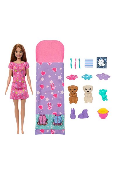 Barbie Doll Playset with Two Puppy Characters and 10+ Accessories, Color-Changing Puppy Slumber Part