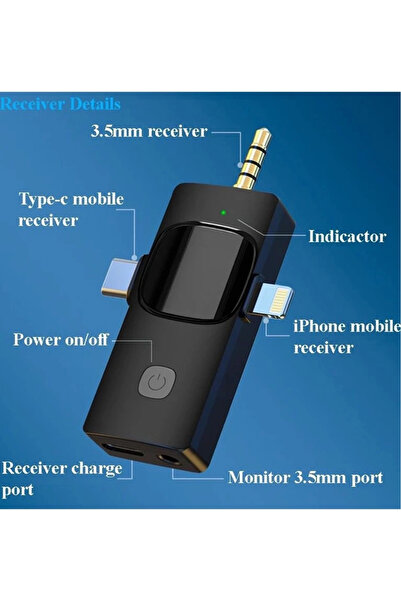 soonaksesuar High Quality Professional 3 in 1 Wireless Portable Lavalier Microphone Youtube Facebook Tiktok