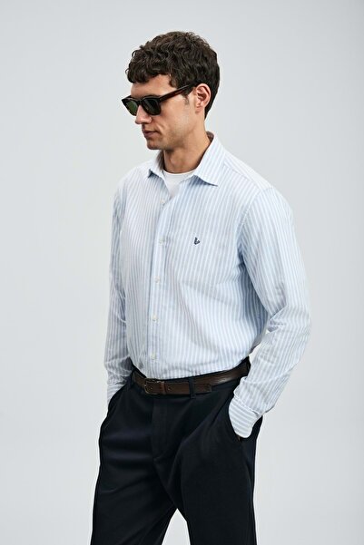 Lufian 112010671 Cosı Ανδρικό πουκάμισο Basic Regular Fit Ανδρικό πουκάμισο ΜΠΛΕ