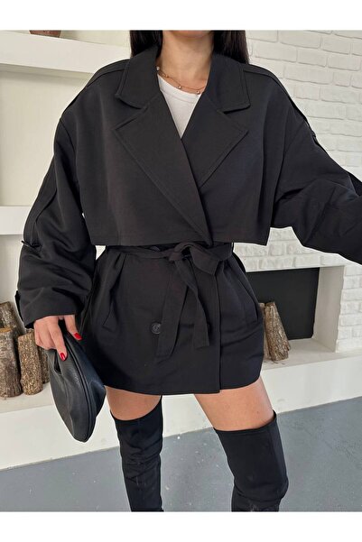 zoezoe Oversize Baglamılı Rüzgarlık Detaylı Kuşaklı Trençkot