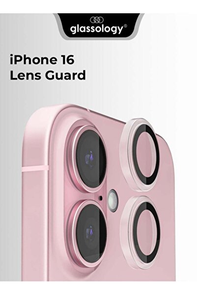Glassology واقي عدسة وردي لهاتف iPhone 16 – حماية فائقة للكاميرا