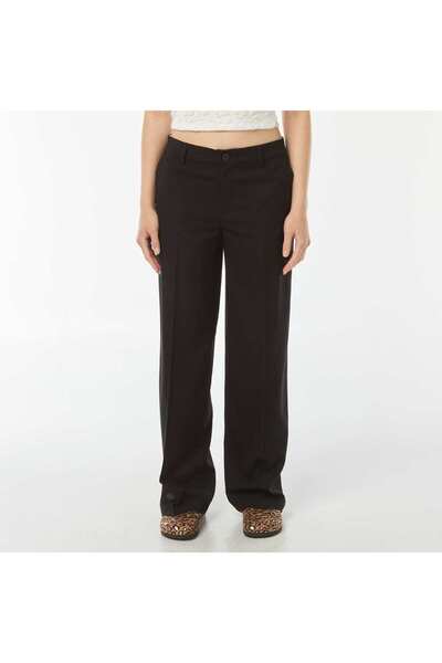 KIABI Wide-leg smart trousers with darts BLACK