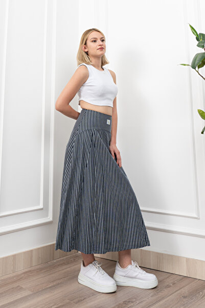 MissVina Fusta lungă cu dungi și pliuri sub corset 6797