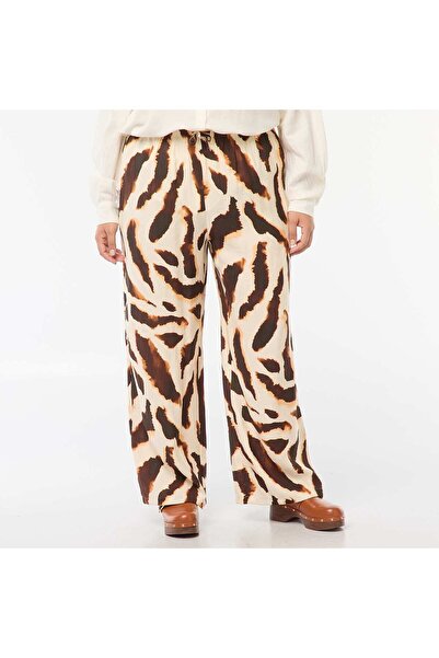 KIABI Flowing wide-leg trousers with all-over pattern BEIGE