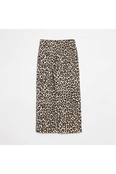 KIABI Wide-leg joggers with elasticated waist BEIGE