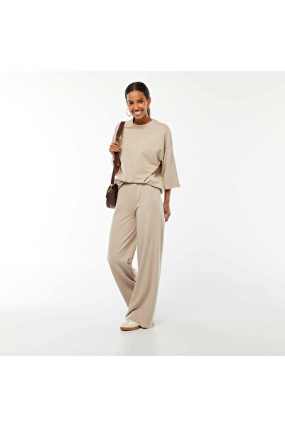 KIABI Baby French terry wide-leg trousers BEIGE