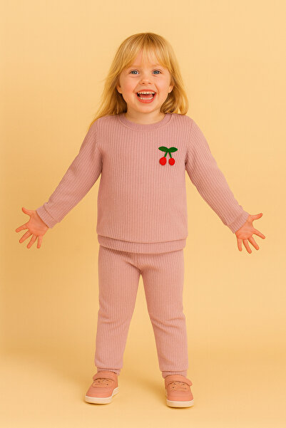 BUUFUU Set pentru fete din bumbac cu mâneci lungi Set de sus și de jos